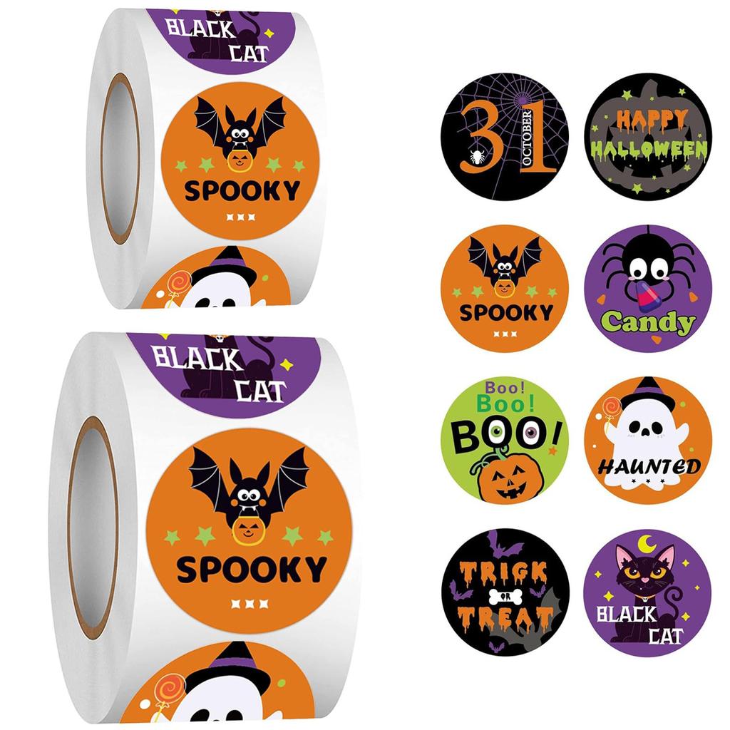 500Pcs/Roll Halloween Candy Bag Sticker Decorative Closures Seal Label Envelope Paster With Strong Adhesive Backing