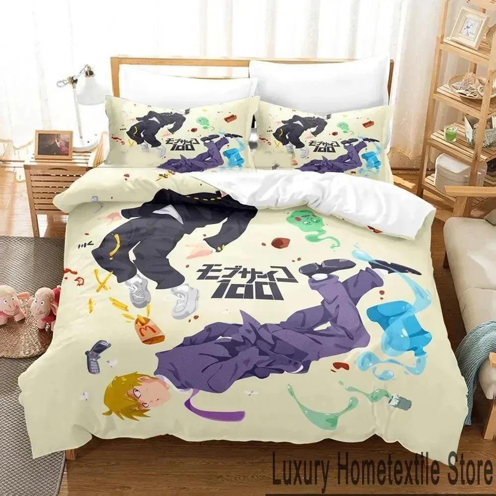 Anime Mob Psycho 100 Bedding Set Duvet Cover Pillowcase King Queen Size Boys Adult Bedroom Decor