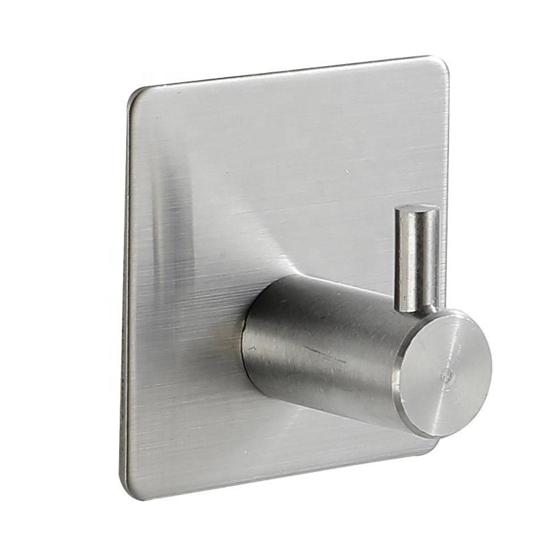 Self-Adhesive Coat Rack Hook Black Brushed White Stainless Steel Wall Mounting Without Drilling for Clothes