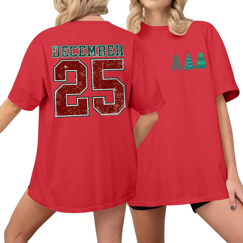 Dámské ležérní tištěné tričko s kulatým výstřihem, svetr s krátkým rukávem