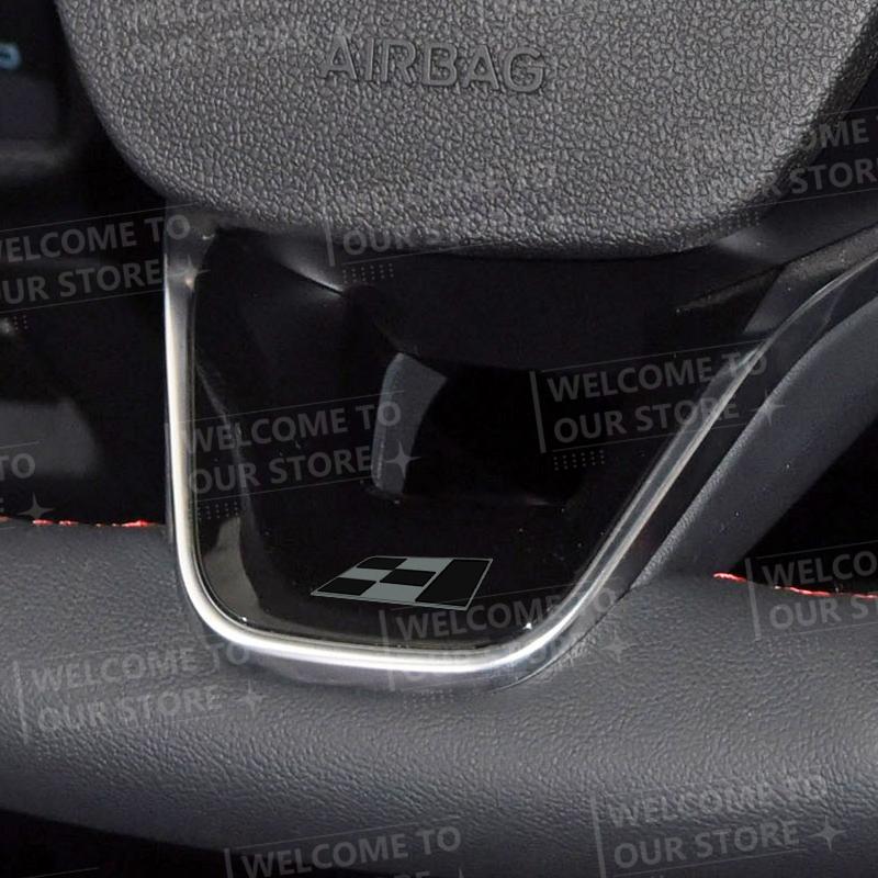 3D Metal Racing Flag Car Steering Wheel Badge Sticker Styling Interior Dekoration For Mill Alhambra Ibiza Leon Cupra Ateca Arosa
