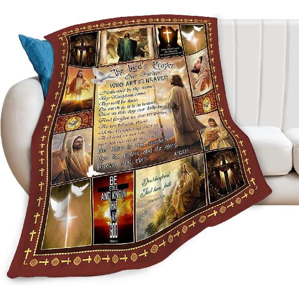 Christian Blanket pirational Scripture Religious Spiritual Jesus Prayer Faith Throw Blanket Catholic Gifts for Adults Women Men Super Soft Cozy Plush