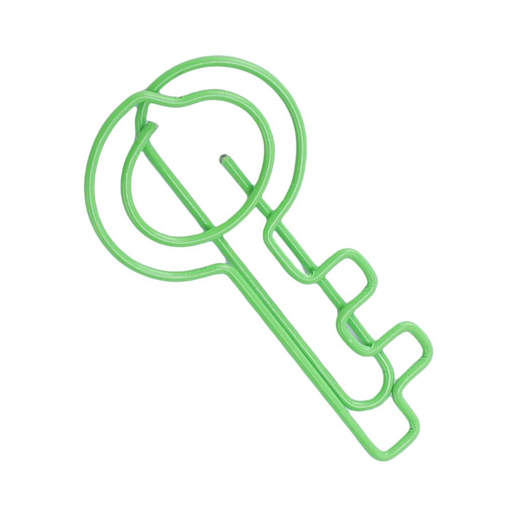 100PCS Key Shaped Paper Clips Cute Portable Bookmark Clamps for School   Document Note Organization Green