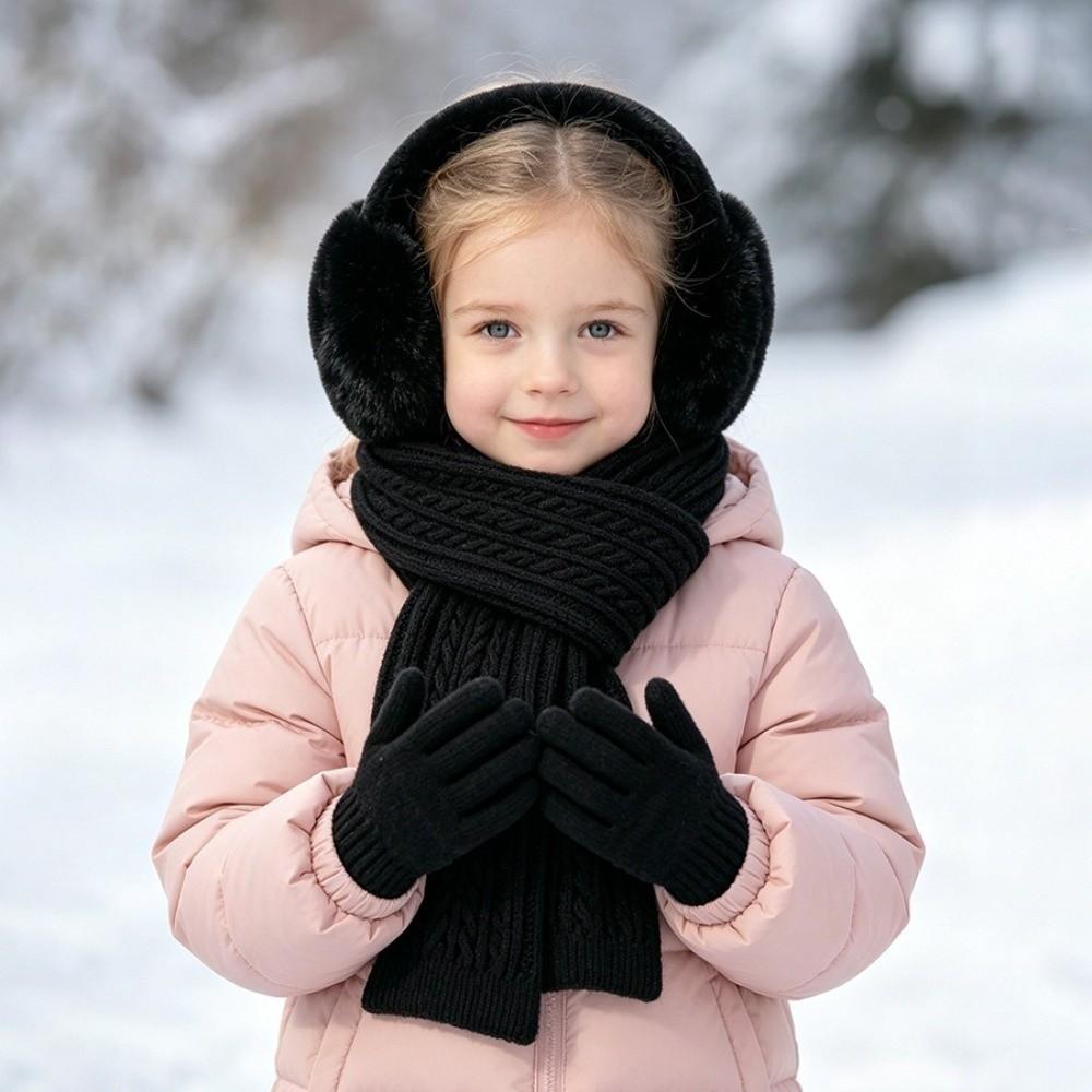 Windproof Kids Earmuffs Scarf Set Cold-proof Knit Scarf Gloves Set Winter Accessories Set  Winter