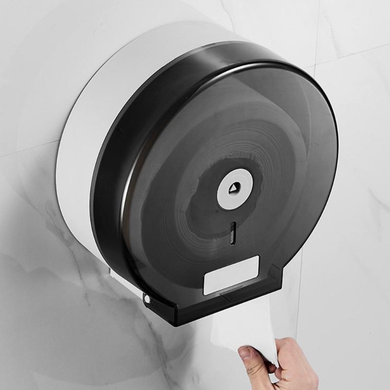 Wall Mounted Large Roll Toilet Paper Holder Dust Proof Cover Space Saving Design Easy Installation For Public Bathroom