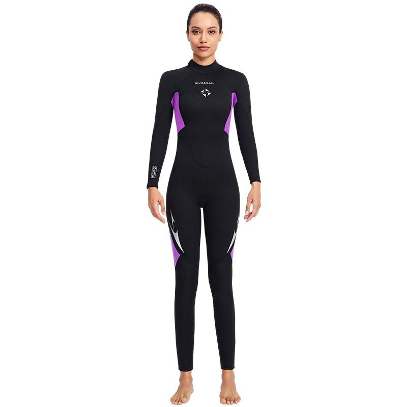 3MM Diving Suit Women's One-piece Long-sleeved Cold-proof Men's Snorkeling Surfing Swimming Warm Wet