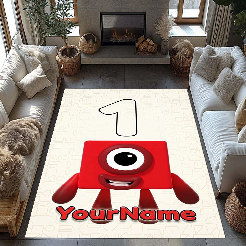 Numberblocks Customized Name Carpet Suitable for Study room Entryway Dormitory Bedrooms Antislip Carpet Anime Office Decor Best for Christmas