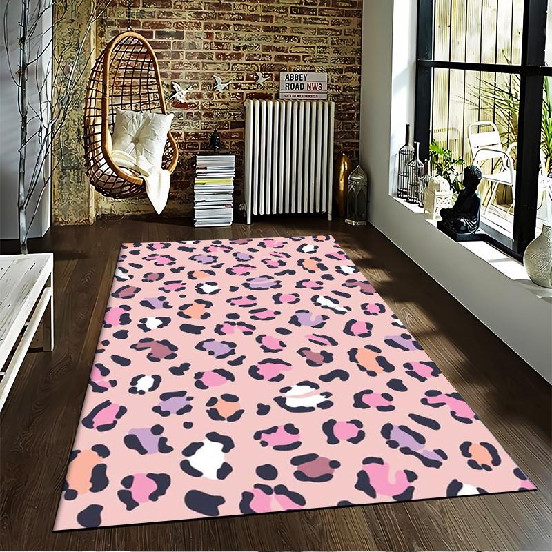 Dekorativer Teppich mit rosa Leopardenmuster für Schlafzimmer- oder Wohnzimmerdekoration Geeignet für den Einsatz als Anti-Rutsch-Matte für Wohnzimmer-Schlafzimmer-Sofas