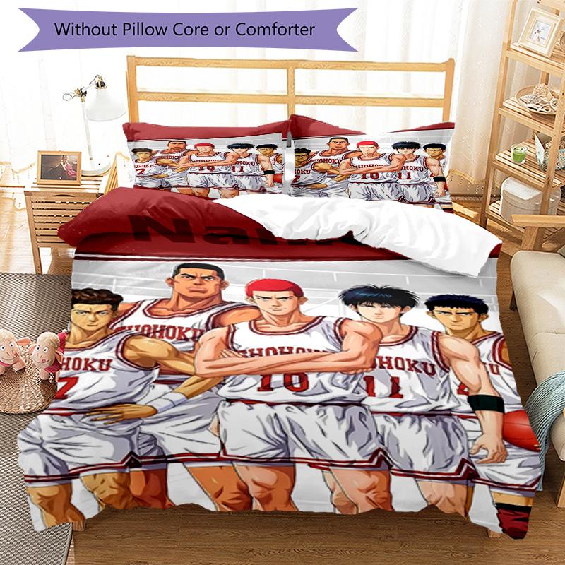 3-teiliges Bettwäsche-Set mit individuellem Namen, Slam Dunk, Bettbezug mit Verschluss, Enthält 1 Bettbezug & 2 Kissenbezüge, Weich und bequem für alle Jahreszeiten.