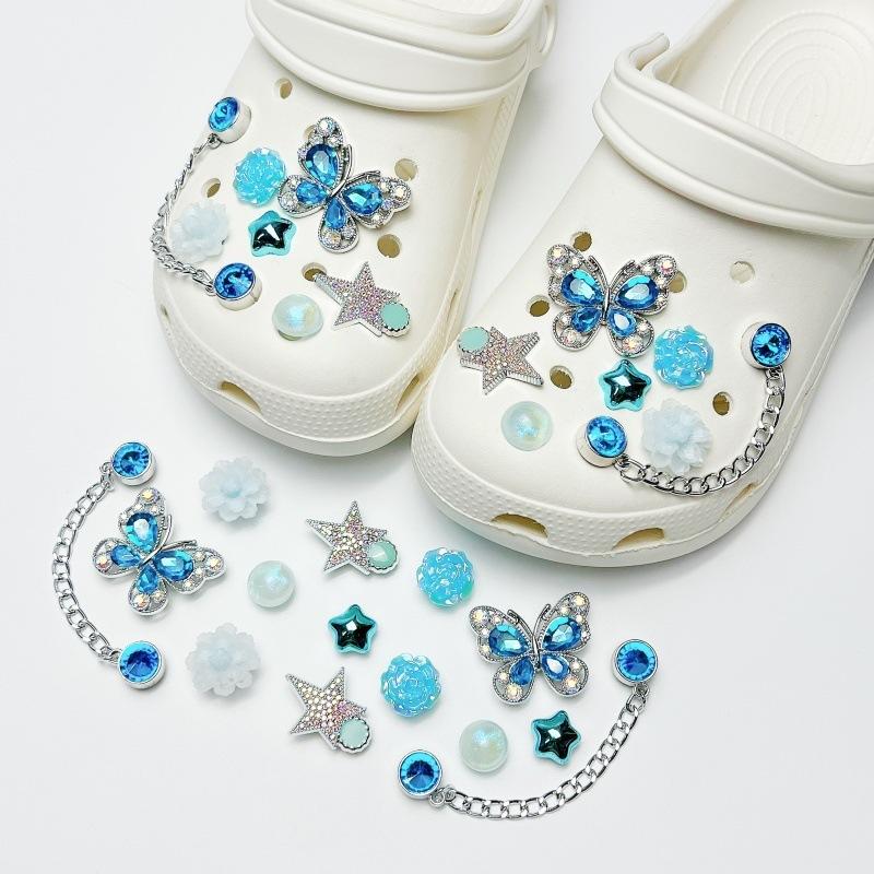 Butterfly Fashion Shoe Accessory Set, Decorative Shoe Buckles, Removable, Suitable for Sandals and Flip-flops.