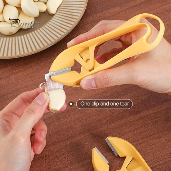 Garlic Peeler Stainless Steel Vegetable Peeler Manual Garlic Peeling Tool with Hanging Hole Kitchen Utensil for Quick Skin Removal