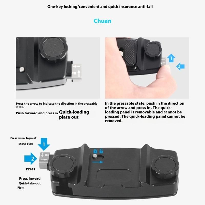 Aluminium Rucksackgurt-Clip Schnellwechselplatte Klemme Schneller Stativmontageadapter Kameraklemme für Actionkamera