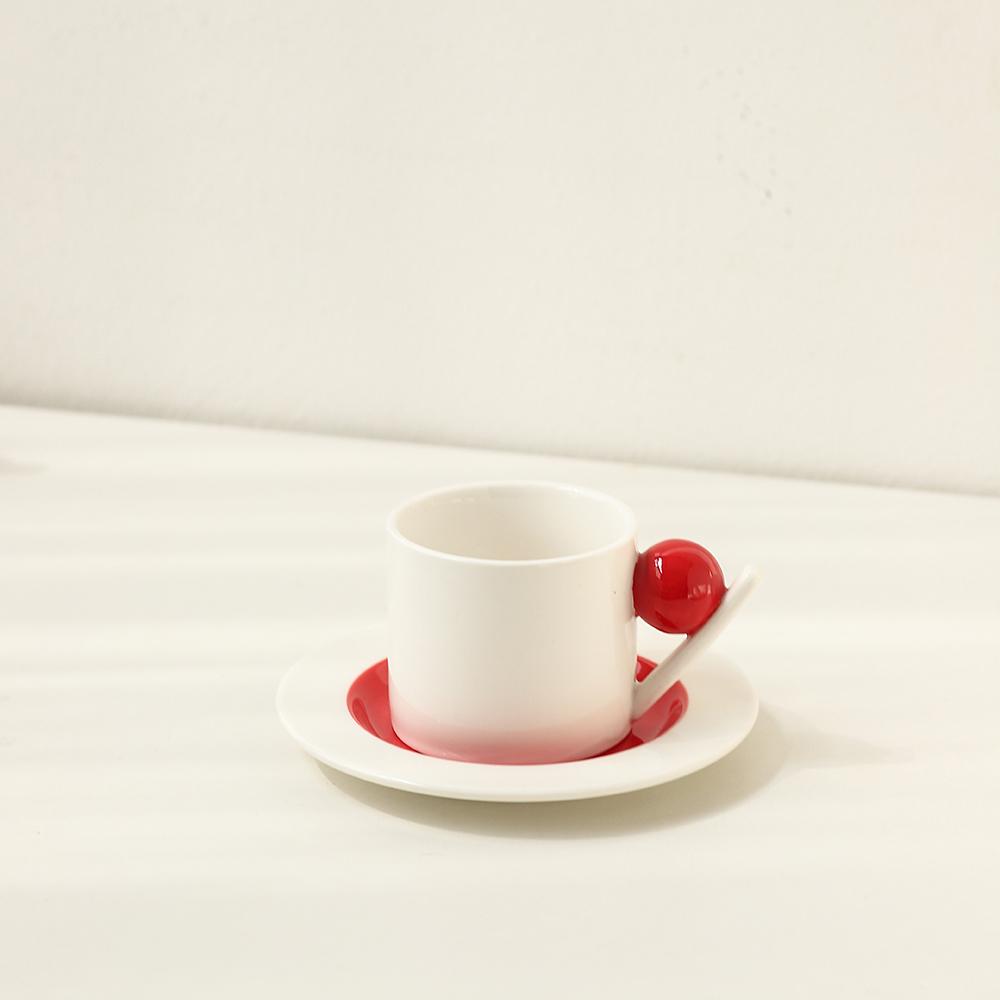 Ceramic Kettle Cup Simple Geometric Sphere Afternoon Tea Ceramic Coffee Cup and Saucer Color Matching Coffee Cup and Saucer