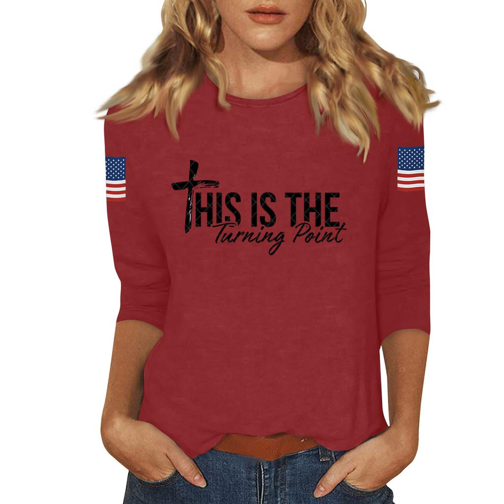 Women's Casual Fashionable Sexy Comfortable Neck Three-Quarter Sleeve Top