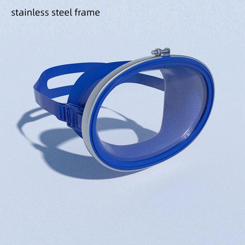 Oval Diving Mask Spearfishing Mask Classic Retro-Style Panoramic Wide View Goggles Tempered Glass Lens For Adults