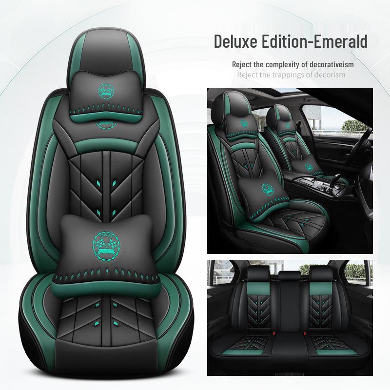 Universal Full Leather Car Seat Cushion for Five-Seaters - All-Season Coverage