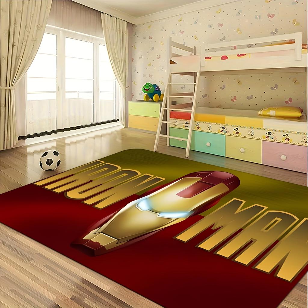 1pc Marvel Iron for Man Themed Printed Doormat, Flannel Machine-Washable Rectangular Rug, Decorative Door Mat, Kitchen Mat, Ou