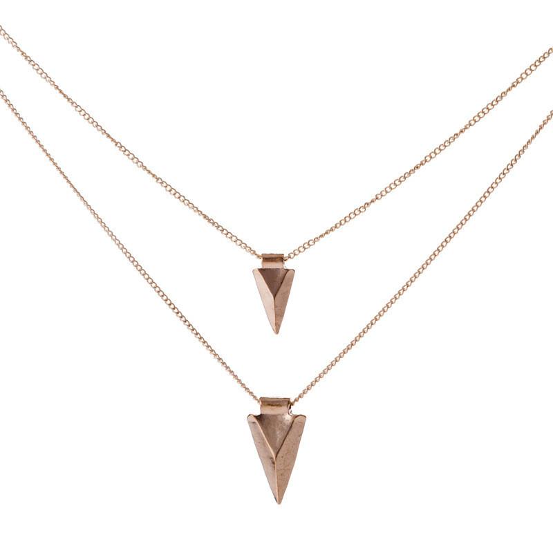 Plated Gold Stylish Geometric Arrow Multi Layer Necklace For Everyday Wear