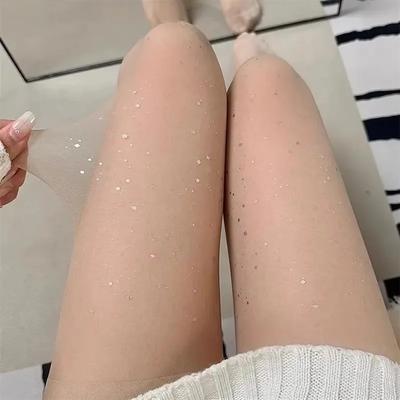 Bling Rhinestone Pantyhose Women Sexy Diamond Fishnet Long Sock Breathable Ultra-Thin Silk Stocking Girls Anti Snag Shiny Tights
