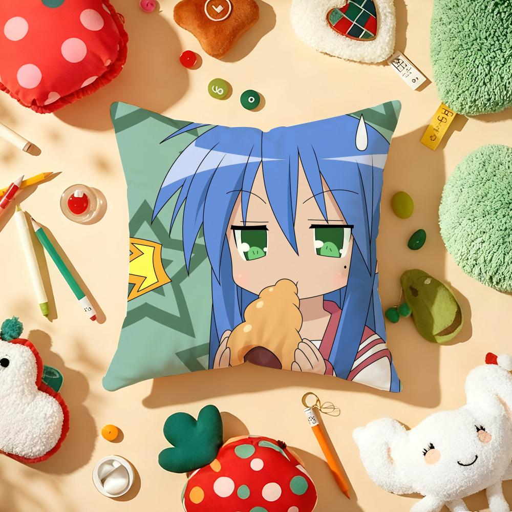 Anime L-Lucky Star Pillow Case Plush Fabric Soft Double-Sided Printed Sofa Warm Winter Home Gift Cushion Cover