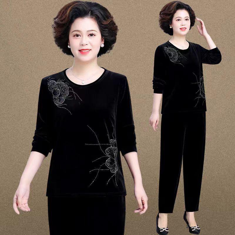 Spring Corduroy Sportswear Set for Middle-aged Women - 2025 Style Two-Piece Jacket Outfit