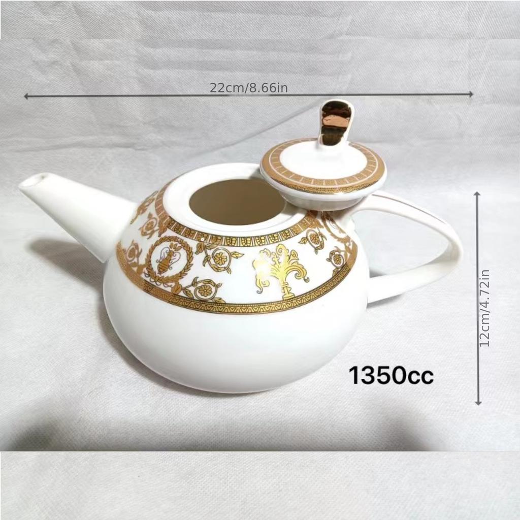 1 buc set ceainic si cani de ceai Set de ceainic cu 8 capete din ceramica in stil european de capacitate mare, simplu, fierbător de apă rece și caldă, set de căni de apă caldă și rece Creative Ins simplu