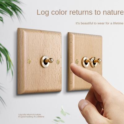 Priza comutator de lumină cu personalitate retro, placă comutator basculant din alamă din lemn masiv, standard UE, comutator de casă antic AC110V -250V