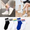 1 Pair Of Cotton Gym  Socks Sports Classic Striped Tube Socks College Style Outdoor Socks