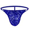 Men Lace Floral G-String Thong See Through T-Back Panties Breathable Mesh Sissy Lingerie With Metal Circular Waistband Underpant