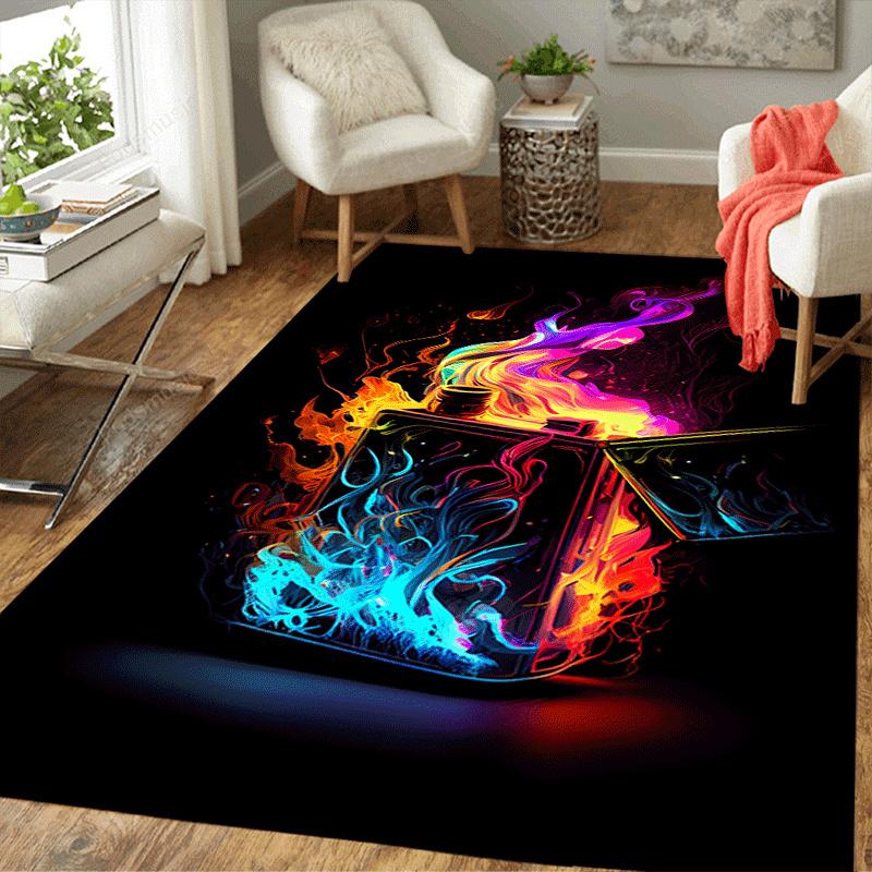 1pc Burning lighter Design Area Rug - Soft, Anti-Slip, and Durable Gaming Room Decor for Bedroom