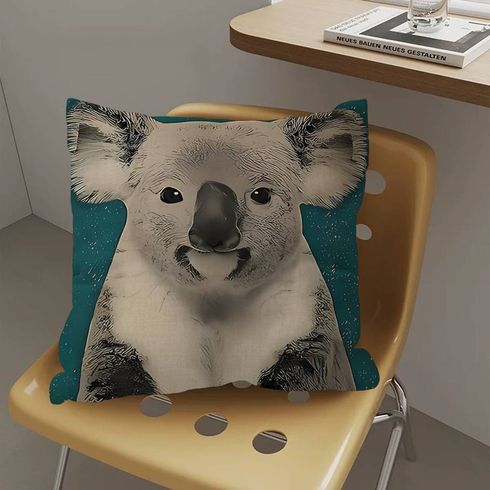 Cute Cartoon Koala Cushion Cover Inches Farmhouse Decor Home Throw Pillow Covers for Couch Decorations