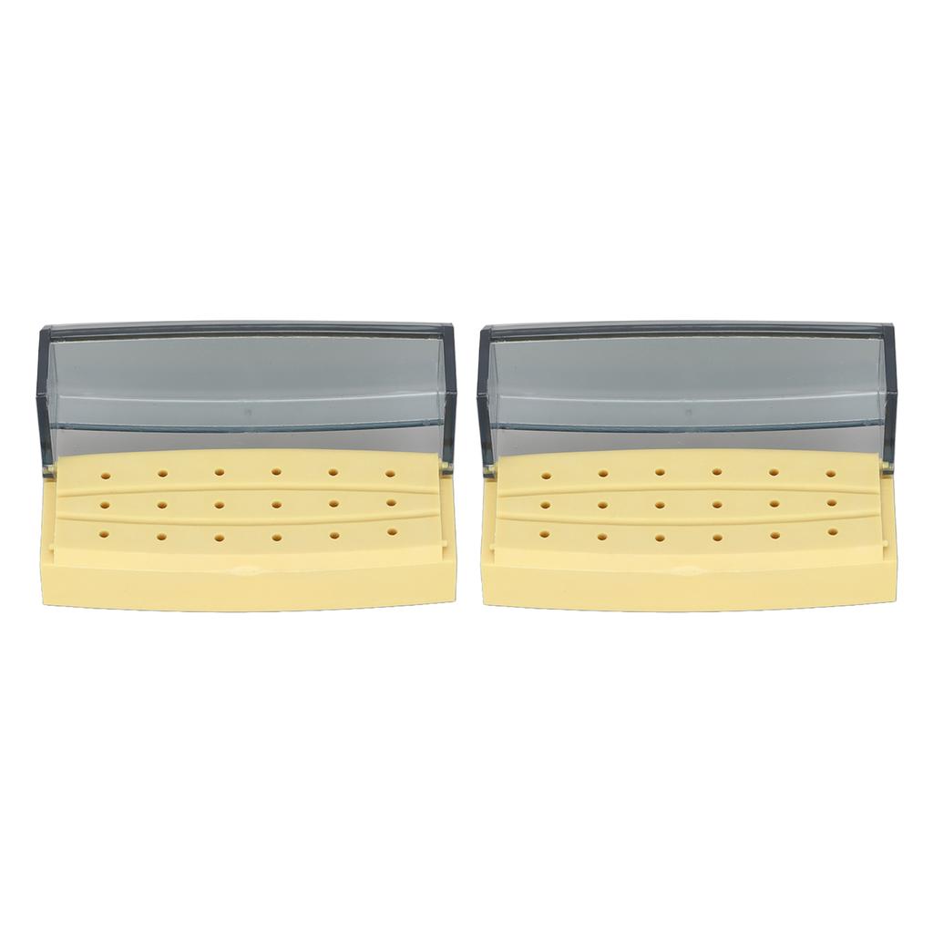2pcs Dental Bur Holder Box 18 Holes Bur Cleaning Autoclavable Case Organizer for Dentist Laboratory Yellow