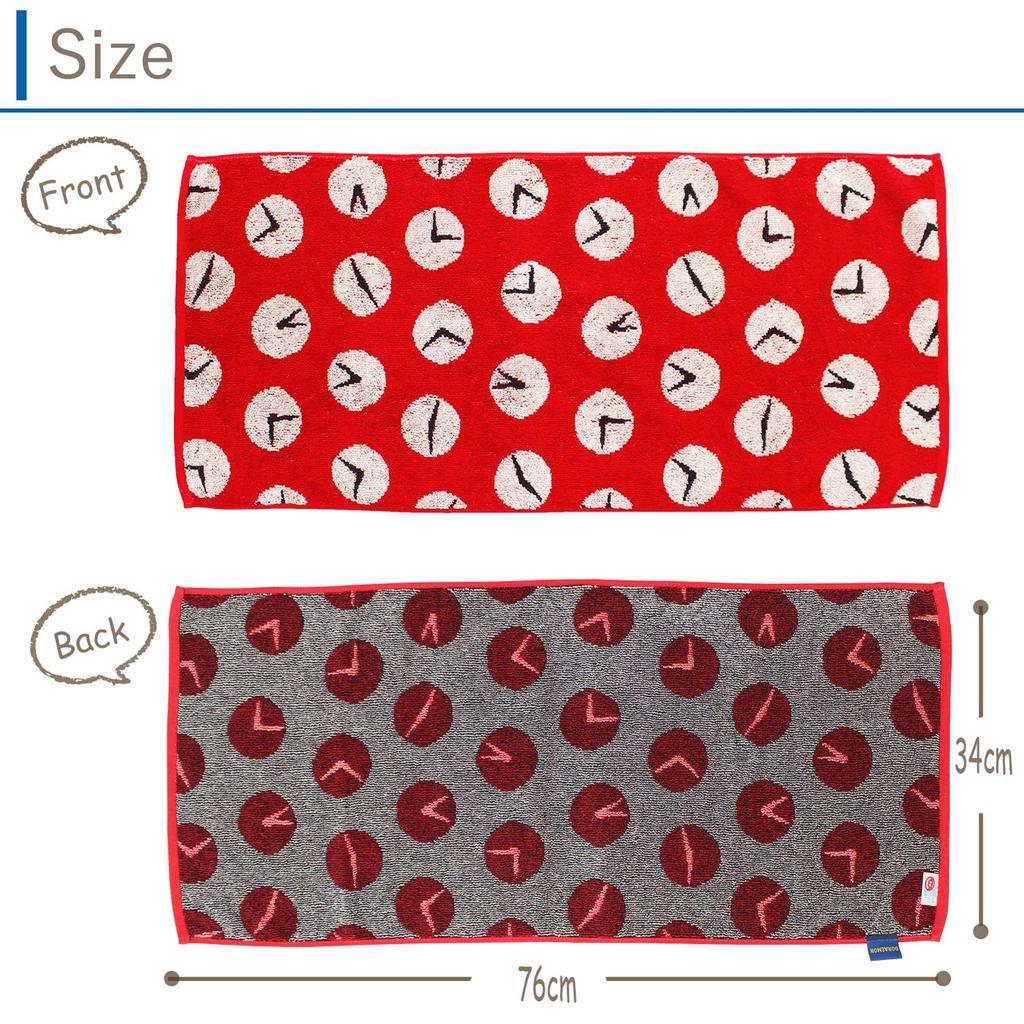 Kusubashi Mon Ori Doraemon Time Cloth Face 75 x 35 Towel, Red, Approx. cm, A-87113-31-R