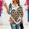 Ladies Plus Size Three Quarter Sleeve Shirt Pointed Hem Loose Breathable Casual For Office Daily Wear
