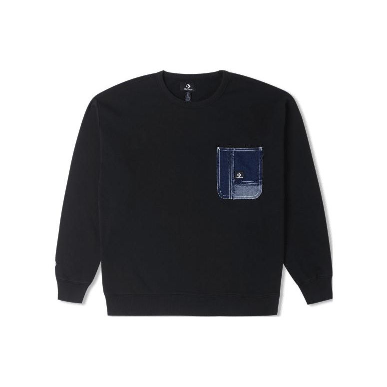 

Толстовка Converse Pocket Patchwork Crew Neck Мужские топы Черный 10025519-A03
