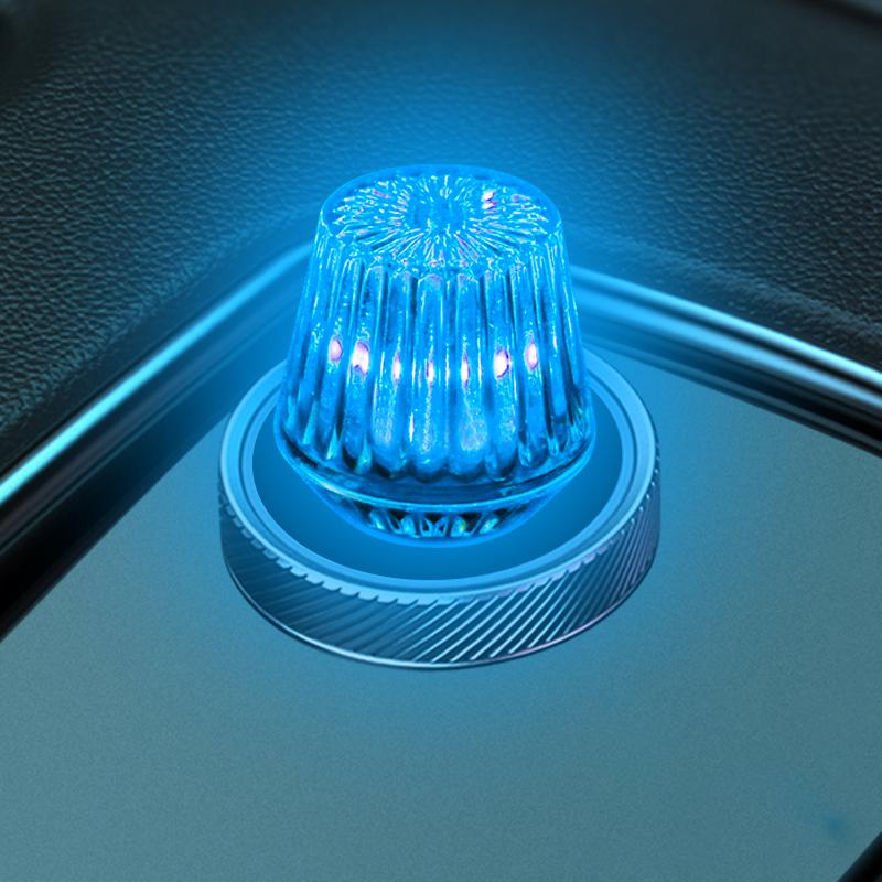 

Car mounted USB ambient light, wiring free interior, car decoration, LED wireless ambient light, colorful breathing night light 1 PCS Ice blue