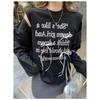 Autumn and Winter New Style Korean Design Bow Hollow Off-shoulder Letter Print Long-sleeved Off-shoulder Sweatshirt for Women