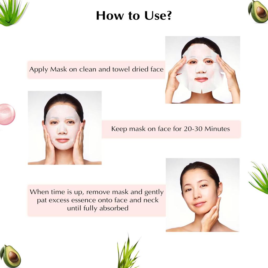 Tonymoly Glow For It Tuchmaske| 5er Pack|Gesichtsmaske für strahlende Haut|Gesichtsmaske mit Essenz|Tuchmasken-Kombination