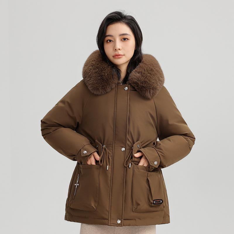 

Pie Overcomes Женская зимняя новая флисовая утолщенная хлопковая куртка с большим карманом свободная хлопковая куртка с поясом куртка Tide XXXL темно-коричневого