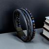 Men's Retro Leather Woven Bracelet with Magnetic Clasp - European & American Style