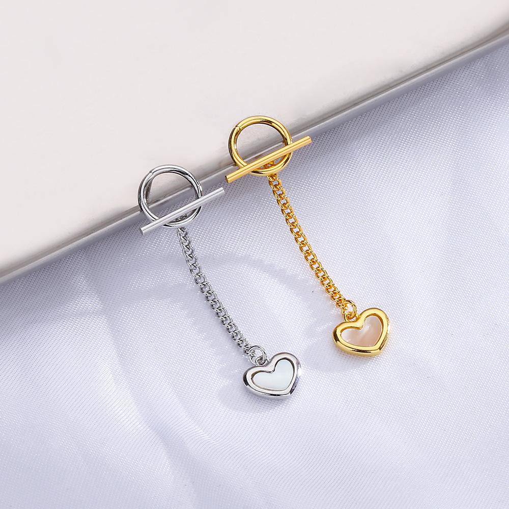 Unique Design Fritillary Love Fringed Earrings Women'S Fashion Internet Celebrities Ot Buckle Chain Heart Earrings Long Cross-Border