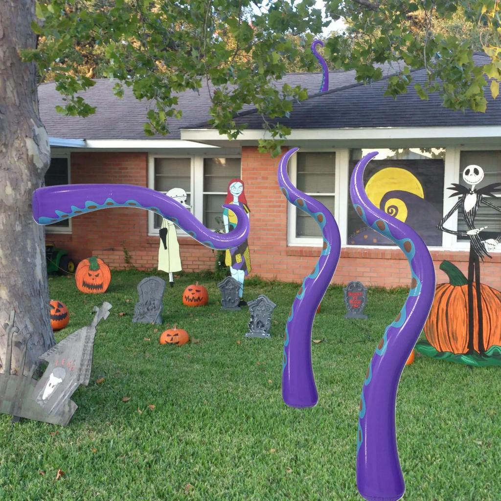 Giant Octopus Tentacles (4 Pieces) Outdoor Halloween Inflatable Decor Ideal Puppet for Holiday Party Yard Lawn Decoration