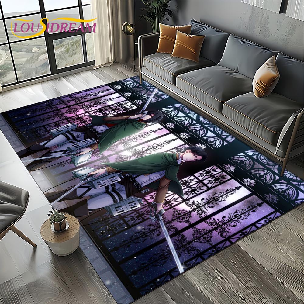 Attack on Titan Eren Anime Cartoon Carpet Rug for Bedroom Living Room Home Sofa Decoration,kids Play Decor Floor Mat Gift