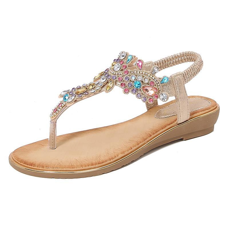 New rhinestone sandals toe wedge sandals bohemian wind rhinestone sandals women