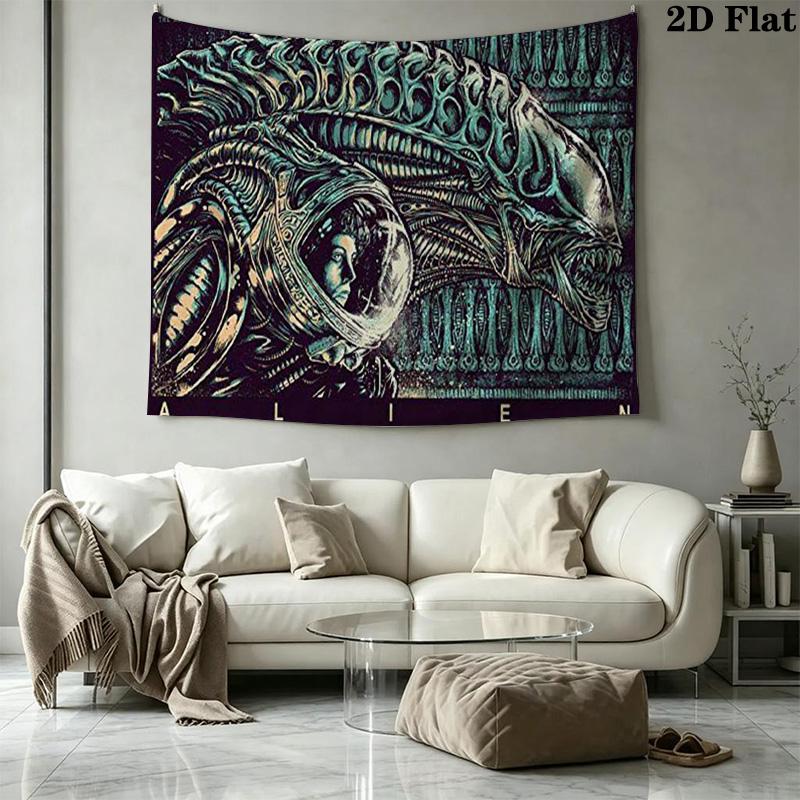 Aliens Wall Tapestry Aesthetic Wall Hanging Printed Fabric Blanket Decorative Tapestries for Bedroom Living Room Home Decor