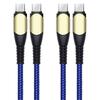 Lot-2 USB-C To USB-C Cable Fast Charging 60W for Samsung Galaxy A56 A52 A53 A52s A54 A36 A34 A33 A32 - Braided Nylon 1M Blue