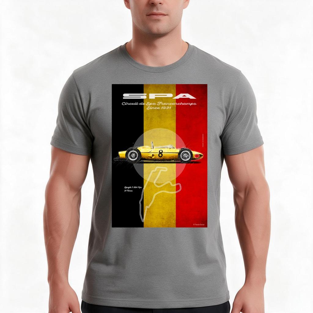 Spa Racetrack Vintage Tshirt Summer Casual Cotton Tee Oversized Streetwear Tops Vintage Graphic Print Unisex Unisex Unisex
