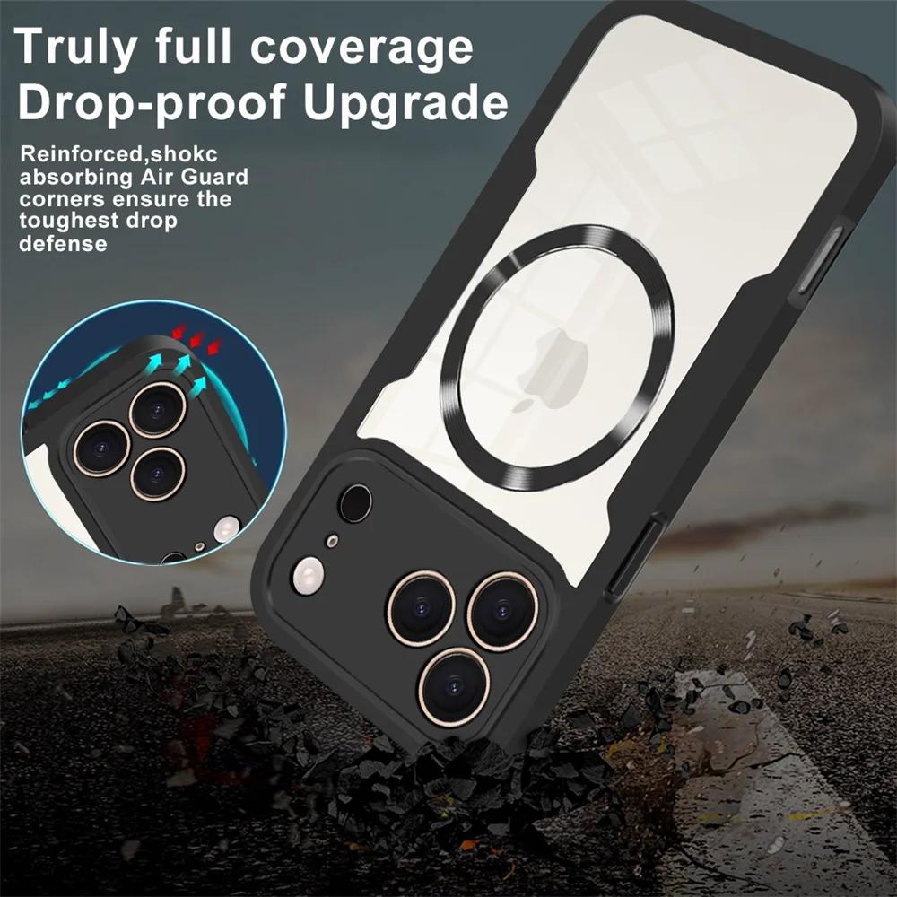 360 Full for Magsafe Clear Case for iPhone 17 16 Pro Max Air 16E 13 14 15 Plus Pro Magnetic Silicone Bumper Shockproof Cover