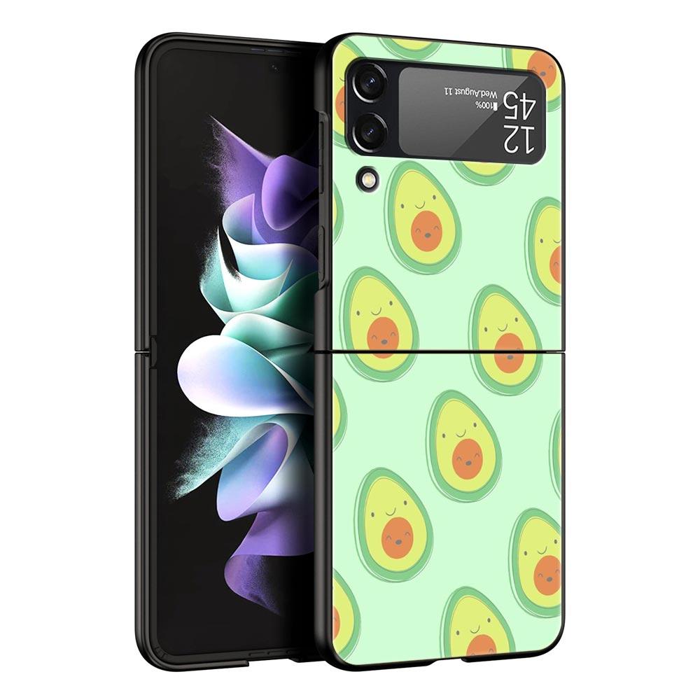 

Cute Avocado Hard PC Phone Case For Samsung Galaxy Z Flip 7 6 5 4 Black Cover For Galaxy Z Flip 3 Foldable Fundas Shell Capa Bag Z Flip 3