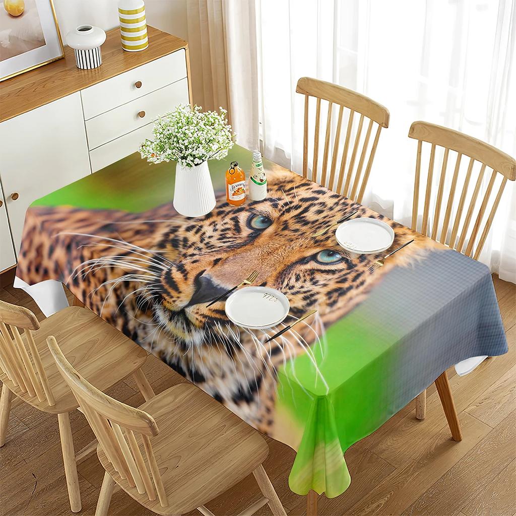 Leopard Rectangular Tablecloth African Safari Animals Tablecloth Home Decor for Outdoor Travel Picnic Mat Kitchen Dining Room
